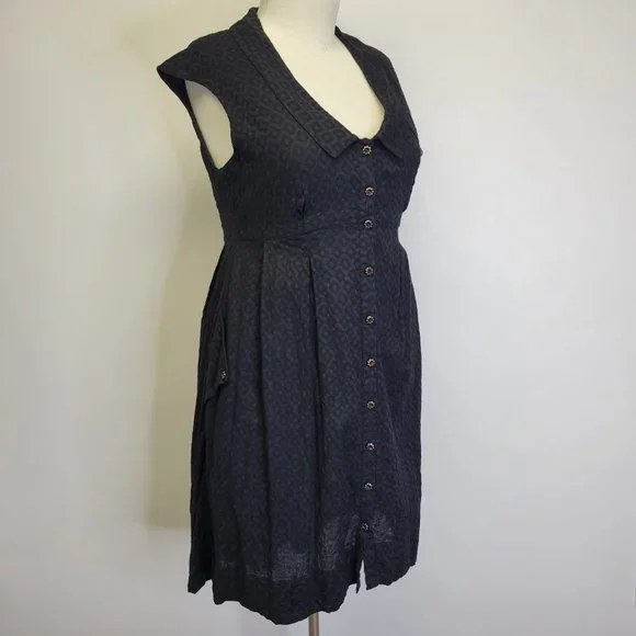 Anthropologie Postmark Womens US 10 Four Corners Shirt Dress Black Cotton Hi-Lo - Picture 3 of 12